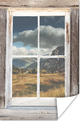 Produktbild von MuchoWow® Poster Aussicht - Berg - Holz 120x180 cm - Kunstposter