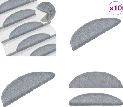 Produktbild von vidaXL Stufenmatten 10 Stk. 56x17x3 cm Hellgrau - Treppenmatte - Treppenmatten - Treppenteppich - Treppenschutz