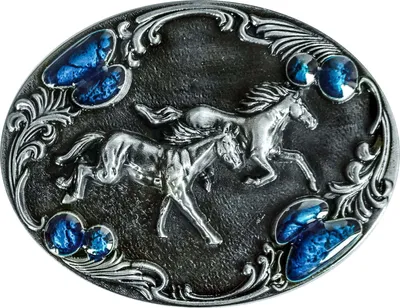 Produktbild von Western Buckle Gürtelschnalle Biker Cowboy »GS-427« 2 Pferde
