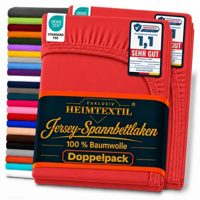 Produktbild von Jersey Spannbettlaken Doppelpack 90 - 100 x 200 cm Rot