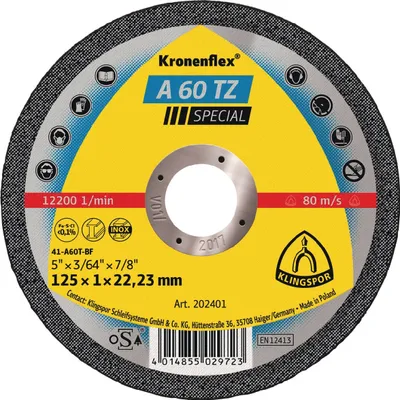 Zdjęcie produktu dla Tarcza do cięcia kwasówka 125x1 KLINGSPOR A 60 TZ