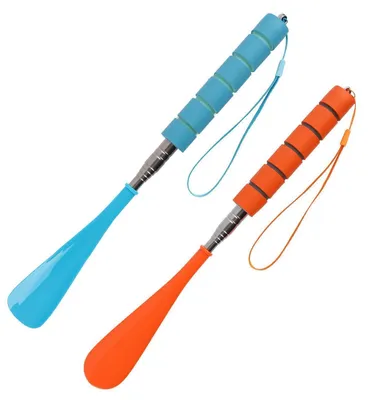 Produktbild von Schuhlöffel Schuhanzieher ausziehbar Metall Kunststoff 30-70 cm 2er Set Blau Orange