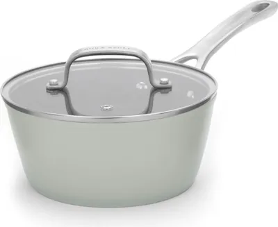 Produktbild von Laura Ashley – Kochgeschirr – Kochtöpf – 18 cm PFOA-freier, geschmiedeter Aluminiumkochtopf mit Antihaftbeschichtung und Glasdeckel in Sage Leaf von Pendeford
