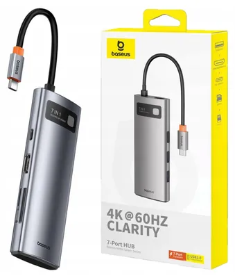 Obrázek produktu pro Baseus STARJOY 7 İN 1 MULTİFONKSİYONEL HUB ADAPTÖR-UZAY GRİ, DisplayPort, USB typu C, Samice, Samec, 60 Hz