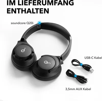 Produktbild von Q20i kabelloser Bluetooth Over-Ear-Kopfhörer mit Hybrid ANC, 40h Spielzeit im ANC-Modus, Hi-Res Audio, tiefer Bass, Personalisierung per App
