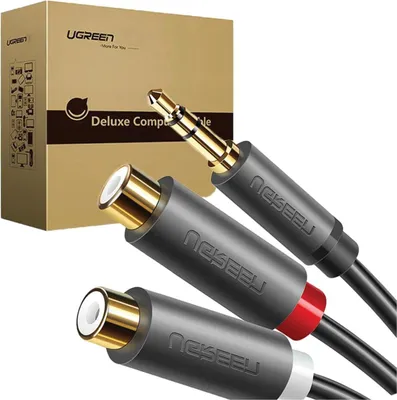 Immagine prodotto di Ugreen Cavo adattatore audio jack da 3,5 mm (maschio) a 2xRCA (femmina), 0,25 m - Grigio