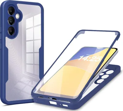 Produktbild von 360 Grad Rundum Schutz Handyhülle für Samsung Galaxy A34 5G Full Cover Vollschutz Case Farbe: Blau