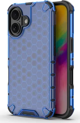 Produktbild von Mobigear Honeycomb iPhone 16 Plus Hülle Hardcase Backcover Stoßfest - Blau