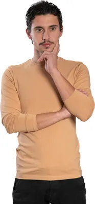Produktbild von Herren-Langarmshirt mit Rundhalsausschnitt. SAND: S