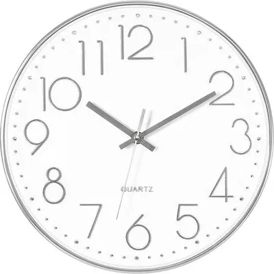 Image de Horloge murale argentée « Still » à grands chiffres, 30 cm, pour la cuisine