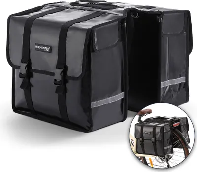 Image de HikeMeister® Sacoche de vélo double pour le porte-bagages - Sacoche double - Sacoche de porte-bagages étanche - Sacoche arrière- Résistante à l'eau - BERLIN