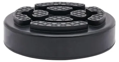 Image de Pads en caoutchouc ronds pour crics de levage - Jeu de 5 supports pour crics - Diamètre de 12 cm - Hauteur de 3 cm - Antidérapants - Universels pour voitures et camions - Adaptés aux crics à 4 colonnes - Couleur : noir