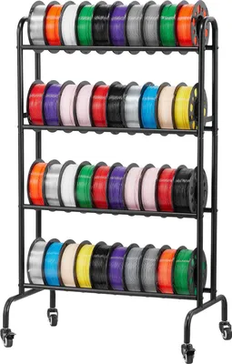 Zdjęcie produktu dla VEVOR Stojak na filament, 4 poziomy, 750 x 455 x 1230 mm, uchwyt na szpule filamentu, metalowy stojak z kółkami, organizer na akcesoria do drukarek 3D do studia druku 3D, biura, warsztatu, garażu, czarny