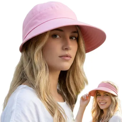 Immagine prodotto di Cappellino da baseball con visiera, modello Sonnenhut, per donna, con visiera removibile, chiusura con zip, protezione UV, colore rosa, taglia unica