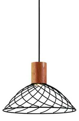 Produktbild von ACA Pendelleuchte TORNADE, Metall schwarz + Holz, 35 x 120 cm, OD95301PB