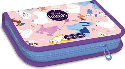 Immagine prodotto di ARS UNA astuccio per matite scuola Doggy Friends - cani, ripieno, rosa-viola, per ragazze