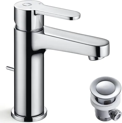 Produktbild von Cecipa Sensor Wasserhahn Bad Waschtischarmatur mit Zugstange, automatische Waschbeckenarmatur Chrom Neoperl, Badarmatur Kalt Warm Mischbatterie M