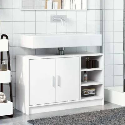 Produktbild von "im Sonderangebot" Waschbeckenunterschrank - CLORIS - Badezimmerschrank - schlichte Design - Weiß 90x29x55 cm Holzwerkstoff - DEMöbel2663316