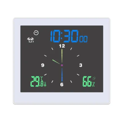 Zdjęcie produktu dla Cyfrowy zegar łazienkowy, wodoodporne urządzenie do pomiaru temperatury i wilgotności, termometr, higrometr, wyświetlacz LCD, górny/dolny limit, podwójne alarmy z funkcją drzemki, budzik z odliczaniem
