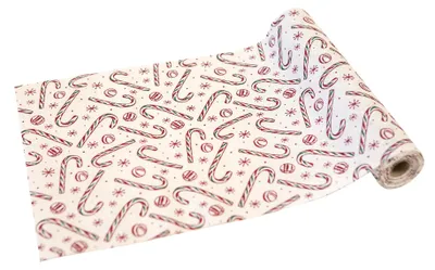 Productafbeelding van Tafelrunners, suikerstokjes en glitters, canvaslook, 3 meter, kerstdecoratie