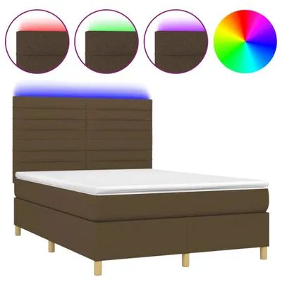 Immagine prodotto di Letto a Molle Materasso e LED Marrone Scuro 140x200 cm Tessuto