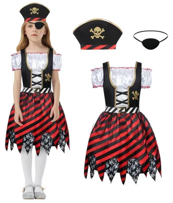 Produktbild von Piratenkostüm für Mädchen mit Hut und Augenklappe