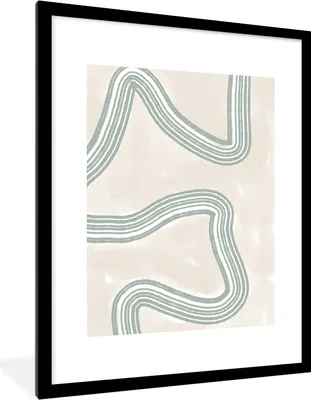 Produktbild von MuchoWow® Gerahmtes Poster Linie - Abstrakt - Design 60x80 cm - Poster mit Schwarzem Bilderrahmen Wandposter Rahmen Foto Bilder - Wohnzimmer - Dekorationen - Prämie