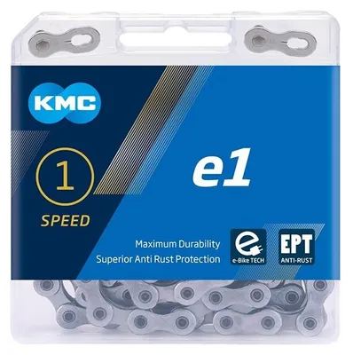 Obrázek produktu pro Řetěz KMC e1 EPT, pro jednorychlostní pohon, 110 článků, tmavě stříbrný, voskovaný (VG: 200150)