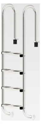 Produktbild von Poolleiter aus V2A Edelstahl mit 4 Stufen | 50,2 x 36,5 x 183 cm - Silber | mit Rutschsicherung | für Schwimmbad und Pool | Einstieg, Einbauleiter, Sicherheitsleiter