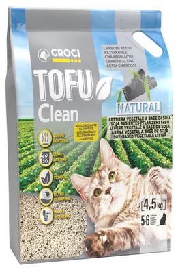 Immagine prodotto di Croci Tofu Clean, lettiera per gatti, 10 litri, a base di carbone attivo, agglomerante, elimina gli odori, con carbone attivo