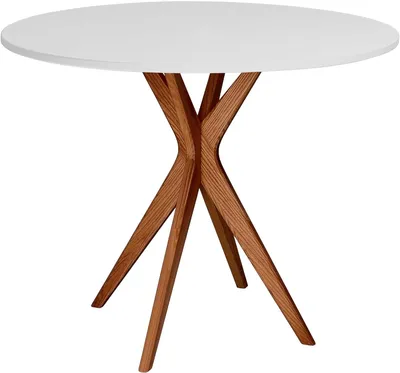 Productafbeelding van Ronde Eettafel - Keukentafel Tafel - Kleine Ruimtes - Zuilvormig Ontwerp - 90 cm - Eiken Grijs