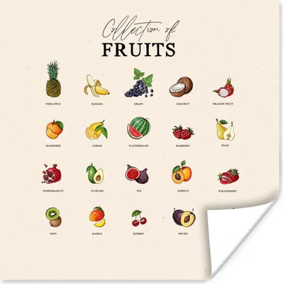 Produktbild von MuchoWow® Poster Obst - Lebensmittel - Küche 50x50 cm - Wohnzimmerdekoration
