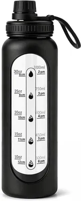 Produktbild von Glas Trinkflasche 1 l, Borosilikatglas, BPA-frei, für unterwegs