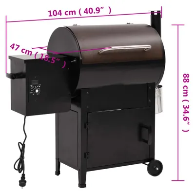 Produktbild von vidaXL Pelletgrill mit Schornstein Schwarz 104 cm Eisen