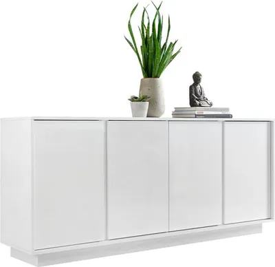 Produktbild von 4-Türiges Sideboard - Weiß glänzend lackiert - L 180 x T 43 x H 78 cm - RICCIONE