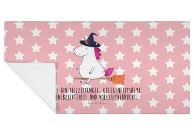 Produktbild von Mr. & Mrs. Panda 50 x 100 Handtuch Einhorn Hexe - Rot Pastell - Geschenk, gesichtshandtuch, Freundin, Frau, kleines, Unicorn, gesichtstuch, Flauschtuch, Einhörner, Teufel