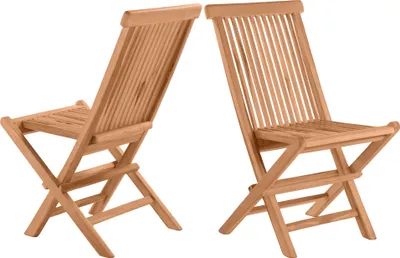 Produktbild von Möbilia Gartenstuhl 2er-Set aus Teak Holz | klappbar | B 47 x T 57 x H 89 cm | natur | 11020003 | Serie GARTEN