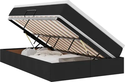 Image de Lit avec rangement et matelas Noir 120 x 200 cm Polyester