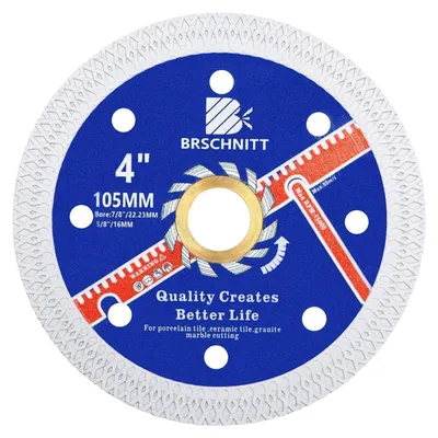 Obrázok produktu pre Diamantová rezná doska 105 mm s turbodizajnom, určená na rezanie tvrdej keramiky, porcelánu, dlaždíc a granitu