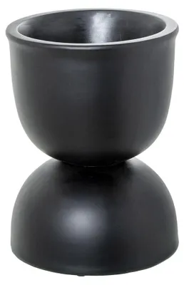 Produktbild von DRW Blumentopf mit Fuß aus Kunstharz, Schwarz, 37 x 37 x 49 cm