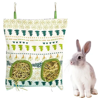 Productafbeelding van Hooizak hooikooi - Canvas - 25 x 28 cm - Met 2 ramen - Voor konijnen en cavia's