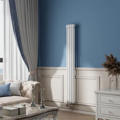Produktbild von AICA Traditioneller Vertikal Heizkörper 1500×200mm 2 Säulen 557W Gusseisen-Stil für Wohnräume Weiß