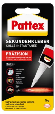 Produktbild von Pattex Sekundenkleber, Präzision flüssig, Flüssigkeit, Quetschflasche, 5 g