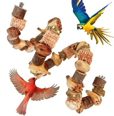 Image de Jouet en bois naturel pour oiseaux, 80 cm
