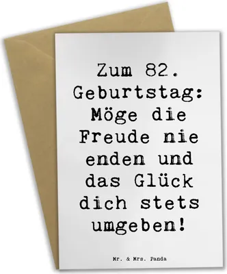 Produktbild von Mr. & Mrs. Panda Klappkarte Spruch 82. Geburtstag Freude - Weiß - Geschenk, unvergesslicher Tag, Grußkarte, Feier, einladungskarten, herzlicher Geburtstagsspruch
