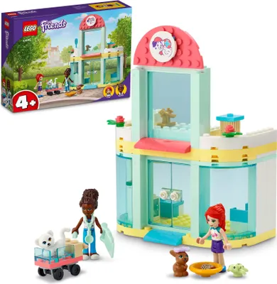 Produktbild von LEGO Friends 41695 Tierklinik – für Kinder ab 4 Jahren mit Mia, Katzen & Kaninchen – 16 cm hoch, 13 cm breit – 111 Teile