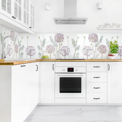 Produktbild von Küchenrückwand Blumen selbstklebend - 0.65 mm Wandpaneel wasserfest Design pastell Landhaus Spritzschutz fugenlos
