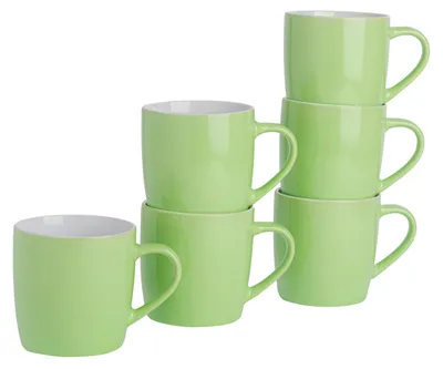 Produktbild von Argon Ta Farbige Kaffeetassen – 350 ml – Grün – 6er-Pack – Robuste Teetasse aus Steingut, spülmaschinen- und mikrowellengeeignet