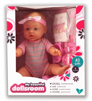 Obrázok produktu pre Magická bábika s funkciou pitia a pindíka svetlá s kožou vrátane oblečenia a doplnkov 43cm