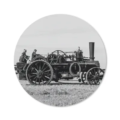 Produktbild von MuchoWow® Mauspad Mousepad Traktor - Schwarz - Weiß - Bauernhof - Vintage 20x20 cm - Mousepads - Maus Mat - Pad - Mausunterlage - Schreibtischmatte